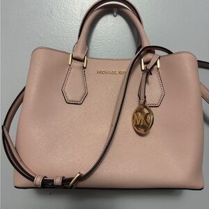 Michael Kors Blush Saffiano Leather Satchel with Gold Hardware